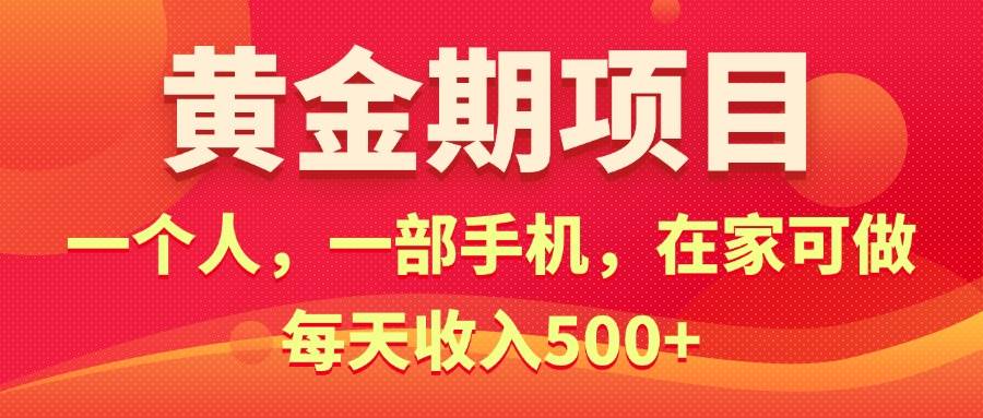 黄金期项目，电商搞钱！一个人，一部手机，在家可做，每天收入500+-时光资源网