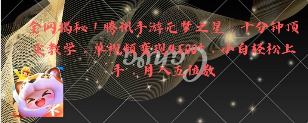 全网揭秘！腾讯手游元梦之星，十分钟顶尖教学，单视频变现4500+月入5位数-时光资源网