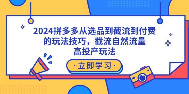 2024拼多多从选品到截流到付费的玩法技巧，截流自然流量玩法，高投产玩法-时光资源网