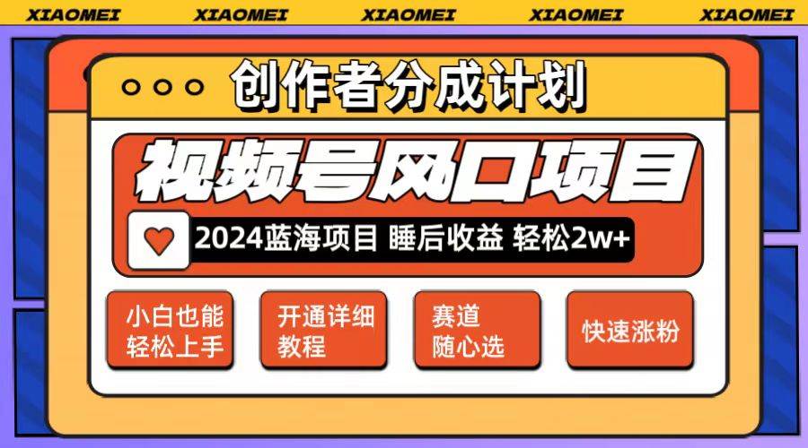 微信视频号大风口项目 轻松月入2w+ 多赛道选择，可矩阵，玩法简单轻松上手-时光资源网