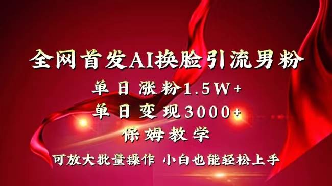 全网独创首发AI换脸引流男粉单日涨粉1.5W+变现3000+小白也能上手快速拿结果-时光资源网