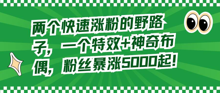 两个快速涨粉的野路子，一个特效+神奇布偶，粉丝暴涨5000起！-时光资源网