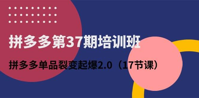 拼多多第37期培训班：拼多多单品裂变起爆2.0（17节课）-时光资源网