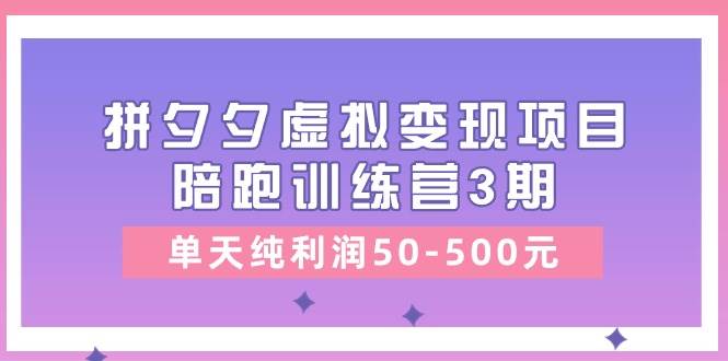某收费培训《拼夕夕虚拟变现项目陪跑训练营3期》单天纯利润50-500元-时光资源网