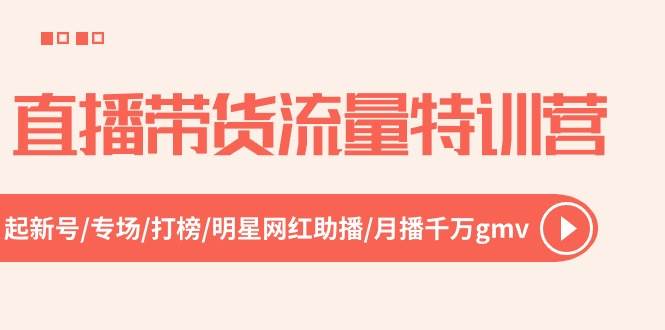 直播带货流量特训营，起新号-专场-打榜-明星网红助播 月播千万gmv（52节）-时光资源网