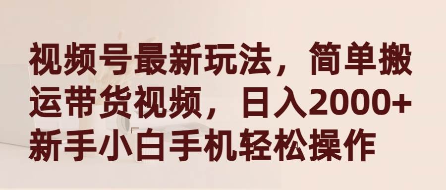 视频号最新玩法，简单搬运带货视频，日入2000+，新手小白手机轻松操作-时光资源网