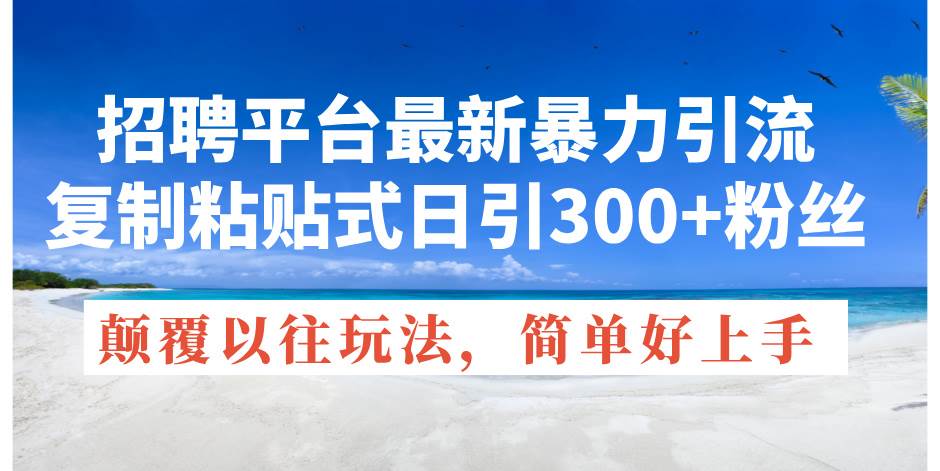 招聘平台最新暴力引流，复制粘贴式日引300+粉丝，颠覆以往垃圾玩法，简…-时光资源网