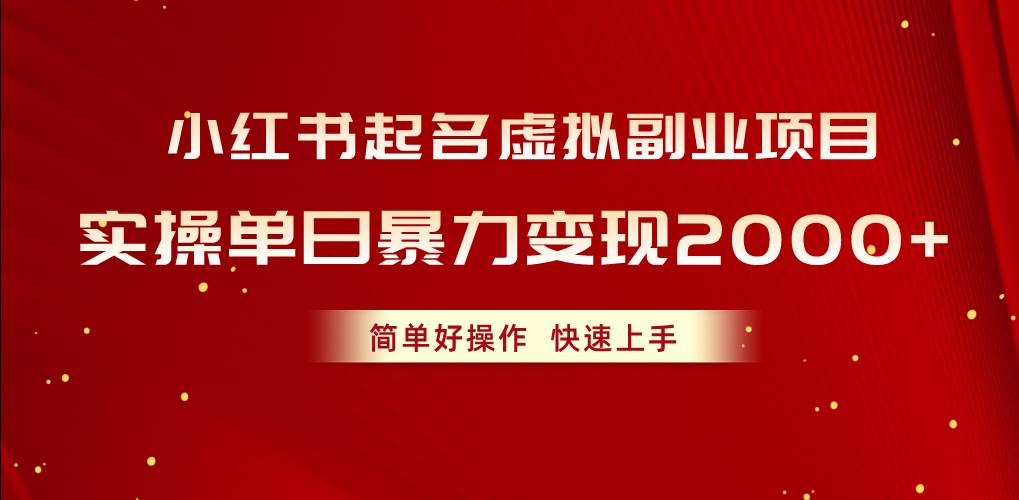 小红书起名虚拟副业项目，实操单日暴力变现2000+，简单好操作，快速上手-时光资源网