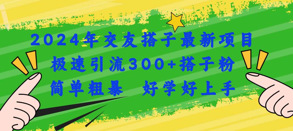 2024年交友搭子最新项目，极速引流300+搭子粉，简单粗暴，好学好上手-时光资源网