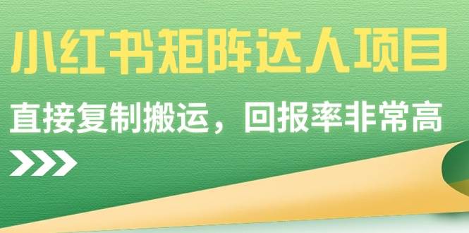 小红书矩阵达人项目，直接复制搬运，回报率非常高-时光资源网