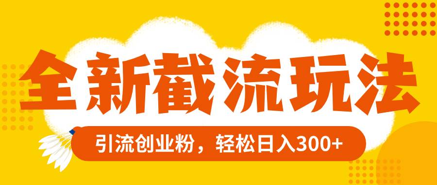 全新截流玩法，精准引流创业粉，轻松日入300+-时光资源网