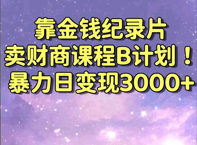 靠金钱纪录片卖财商课程B计划！暴力日变现3000+，喂饭式干货教程！-时光资源网