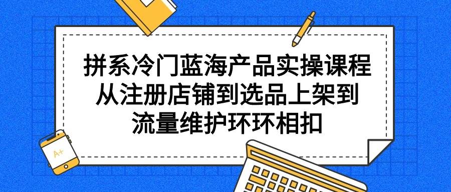 拼系冷门蓝海产品实操课程，从注册店铺到选品上架到流量维护环环相扣-时光资源网