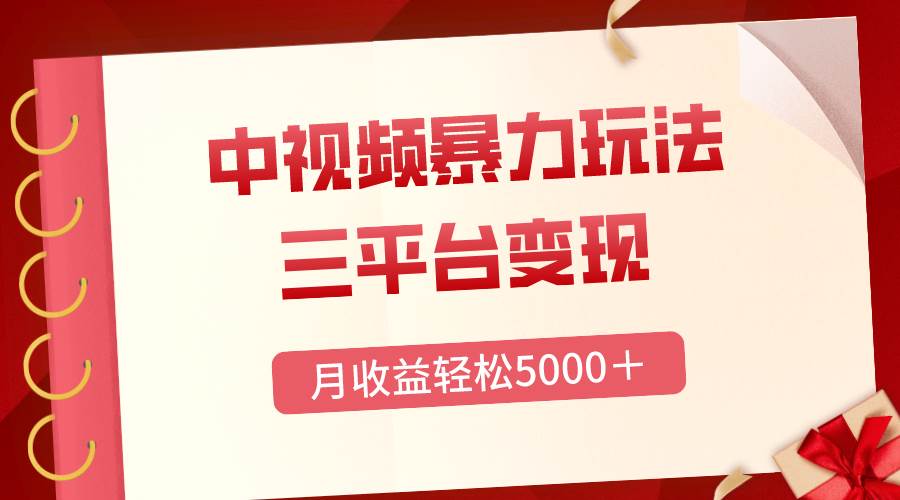 三平台变现，月收益轻松5000＋，中视频暴力玩法，每日热点的正确打开方式-时光资源网