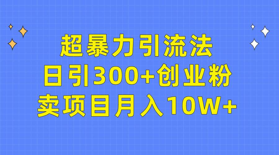 超暴力引流法，日引300+创业粉，卖项目月入10W+-时光资源网