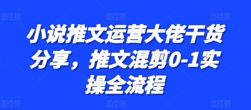小说推文运营大佬干货分享，推文混剪0-1实操全流程-时光资源网