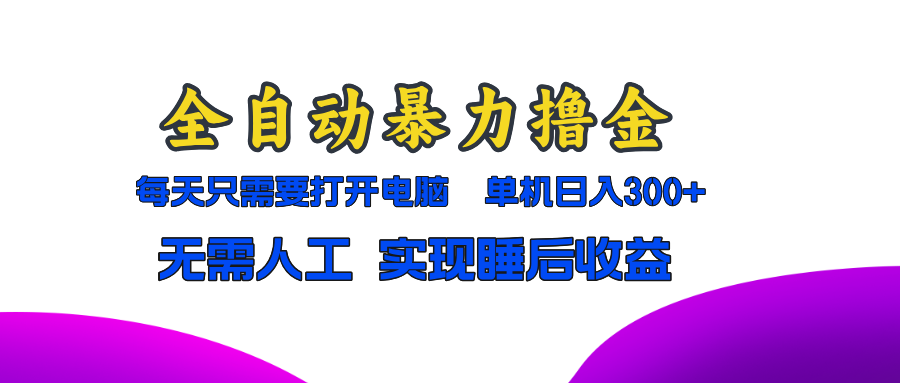 全自动暴力撸金，只需要打开电脑，单机日入300+无需人工，实现睡后收益-时光资源网