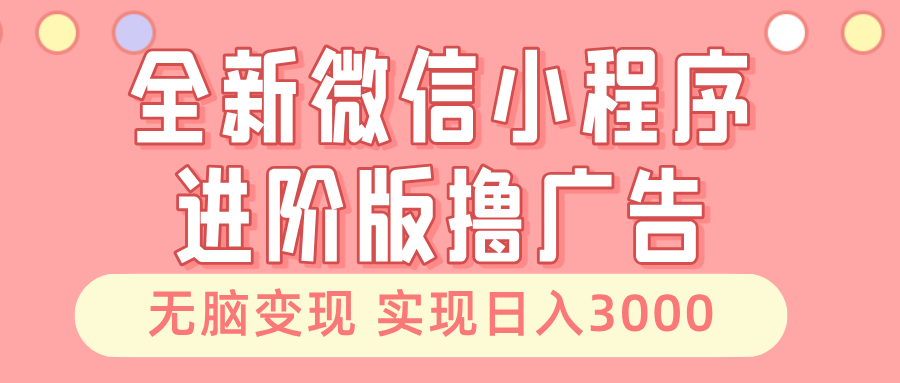 全新微信小程序进阶版撸广告 无脑变现睡后也有收入 日入3000＋-时光资源网