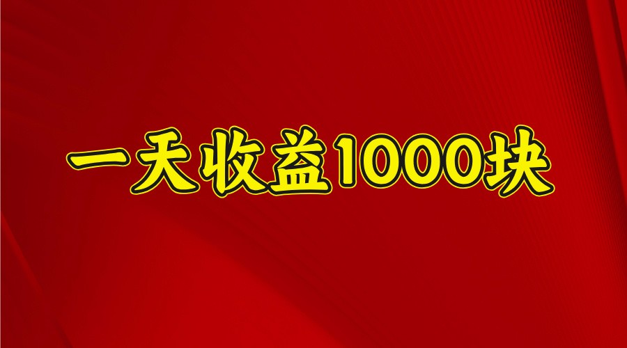 一天收益1000块，2025全网首发-时光资源网