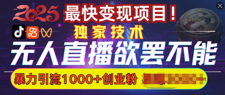 欲罢不能的无人直播引流，超暴力日引流1000+高质量精准创业粉-时光资源网