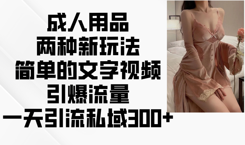 成人用品两种新玩法，简单的文字视频引爆流量，一天引流私域300+-时光资源网