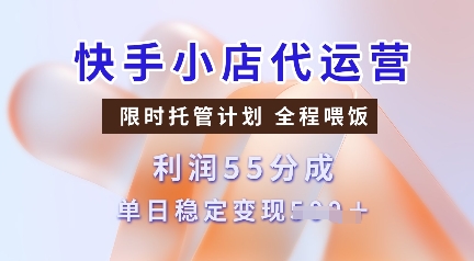 快手小店代运营，限时托管计划，收益55分，单日稳定变现多张【揭秘】-时光资源网