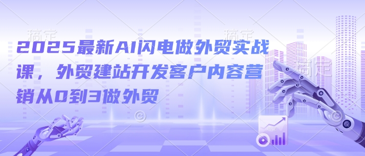 2025最新AI闪电做外贸实战课，外贸建站开发客户内容营销从0到3做外贸-时光资源网
