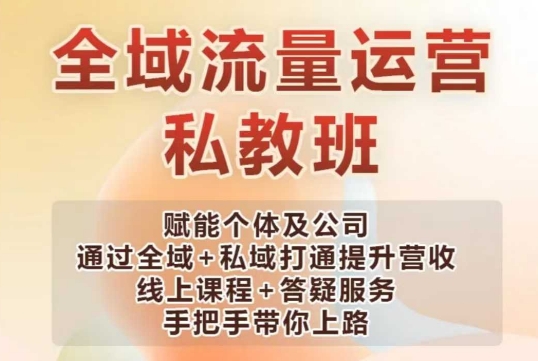 全域流量运营操盘课，赋能个体及公司通过全域+私域打通提升营收-时光资源网