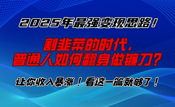 2025年最强变现思路，割韭菜的时代， 普通人如何翻身做镰刀？【揭秘】-时光资源网