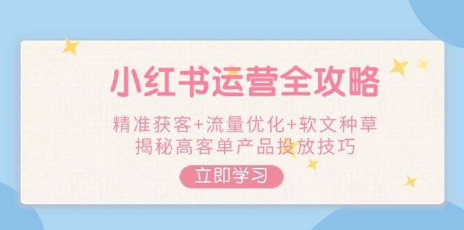小红书运营全攻略，精准获客+流量优化+软文种草，揭秘高客单产品投放技巧-时光资源网