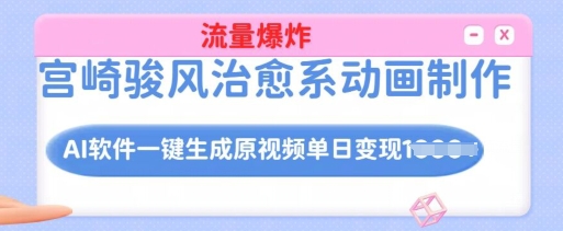 宫崎骏风治愈系动画制作，AI软件一键生成原创视频流量爆炸，单日变现多张，详细实操流程-时光资源网