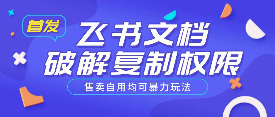 首发飞书文档破解复制权限，售卖自用均可暴力玩法-时光资源网