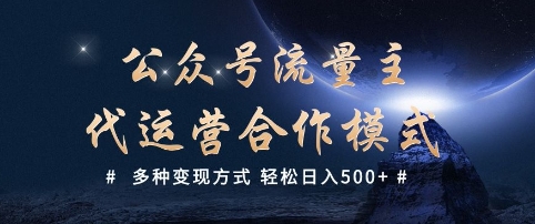 公众号流量主代运营  多种变现方式 轻松日入5张【揭秘】-时光资源网