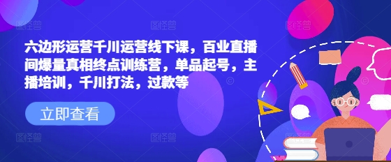 六边形运营千川运营线下课，百业直播间爆量真相终点训练营，单品起号，主播培训，千川打法，过款等-时光资源网