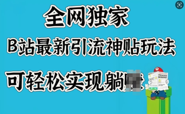 全网独家，B站最新引流神贴玩法，可轻松实现躺Z-时光资源网