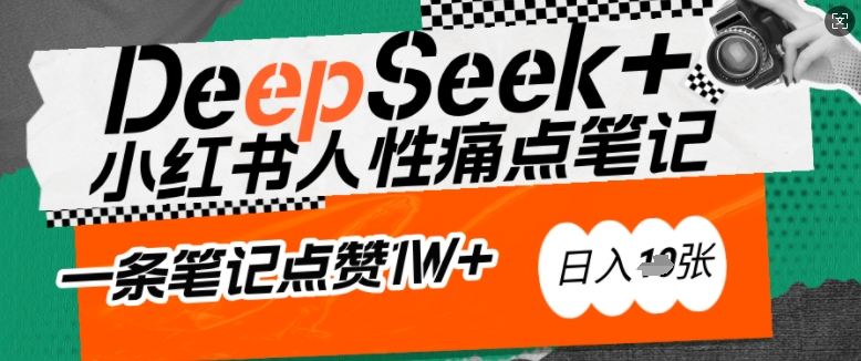 AI赋能小红书爆款秘籍：用DeepSeek轻松抓人性痛点，小白也能写出点赞破万的吸金笔记，日入多张-时光资源网