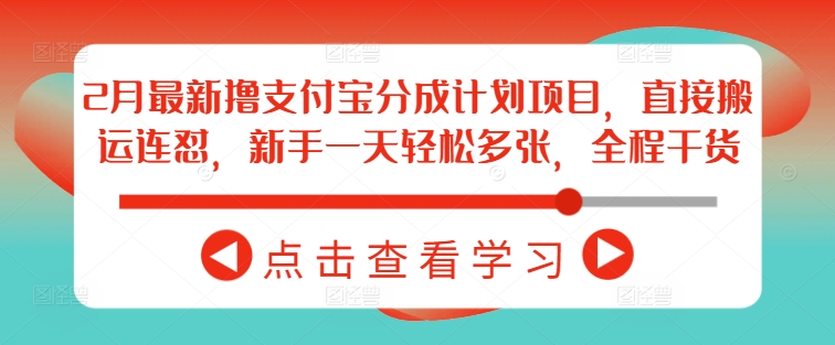 2月最新撸支付宝分成计划项目，直接搬运连怼，新手一天轻松多张，全程干货-时光资源网