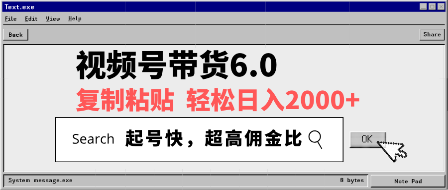 视频号带货6.0，轻松日入2000+，起号快，复制粘贴即可，超高佣金比-时光资源网