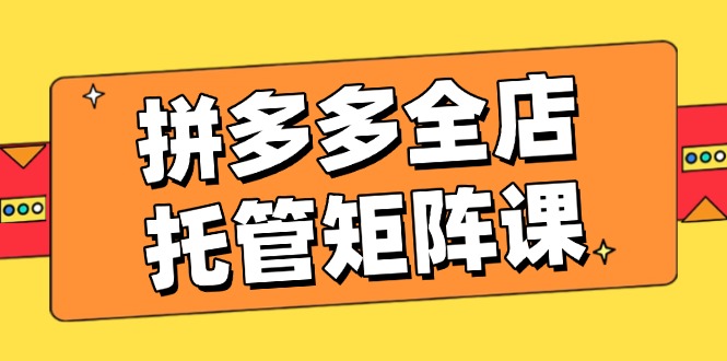 拼多多全店托管矩阵课，盈利动销玩法，高效计划设置，提升店铺效益-时光资源网