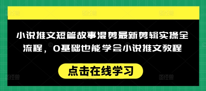 小说推文短篇故事混剪最新剪辑实操全流程，0基础也能学会小说推文教程，肯干多发日入多张-时光资源网