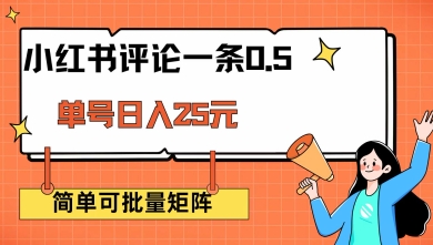 小红书评论一条0.5元 单账号一天可得25元 可矩阵操作 简单无脑靠谱【揭秘】-时光资源网