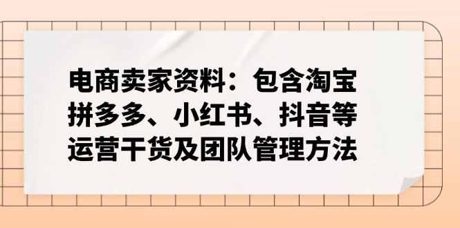 电商卖家资料：包含淘宝、拼多多、小红书、抖音等运营干货及团队管理方法-时光资源网