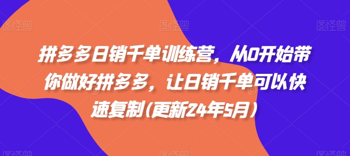 拼多多日销千单训练营，从0开始带你做好拼多多，让日销千单可以快速复制(更新25年2月)-时光资源网