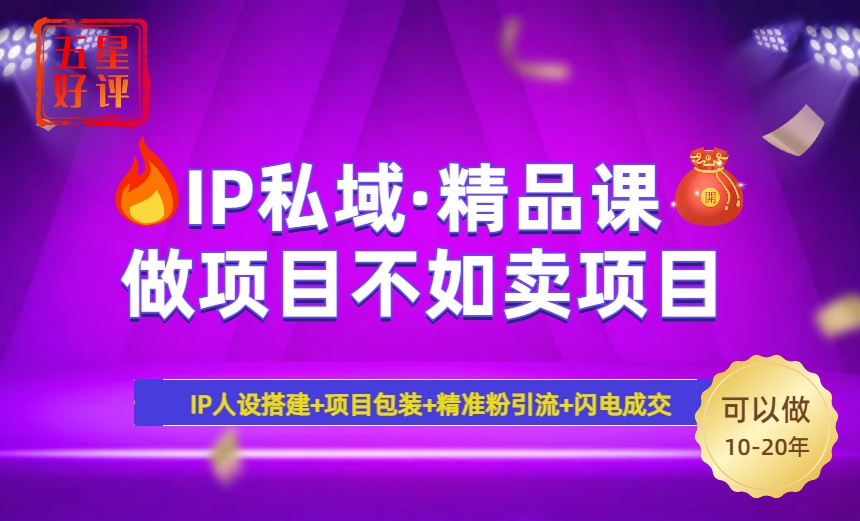 2025年“IP私域·密训精品课”，日赚3000+小白避坑年赚百万，暴力引流…-时光资源网