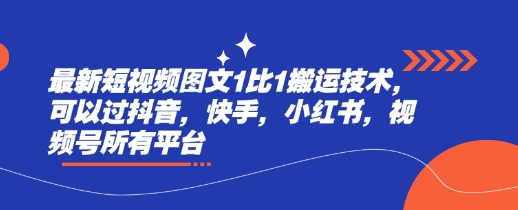 最新短视频图文1比1搬运技术，可以过抖音，快手，小红书，视频号所有平台-时光资源网