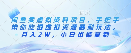 闲鱼卖虚拟资料项目，手把手带你吃透虚拟资源暴利玩法，月入2W，小白也能复制-时光资源网
