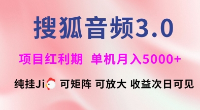 搜狐音频挂ji3.0.可矩阵可放大，独家技术，稳定月入5000+【揭秘】-时光资源网