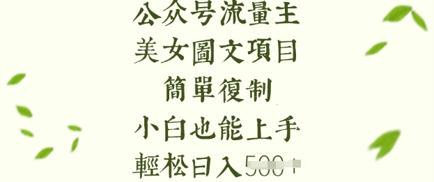 流量主长期收益项目，美女图片简单复制，小白也能上手，轻松日入5张-时光资源网