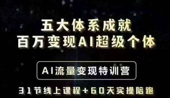 五大体系成就百万变现AI超级个体- AI流量变现特训营，一步一步教你一个人怎么年入百W-时光资源网