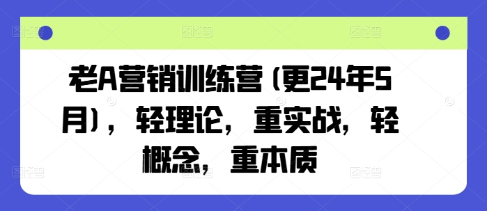 老A营销训练营(更25年3月)，轻理论，重实战，轻概念，重本质-时光资源网
